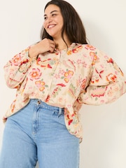 FatFace Ebby Cream Historical Floral 100% Cotton Blouse - Image 5 of 10