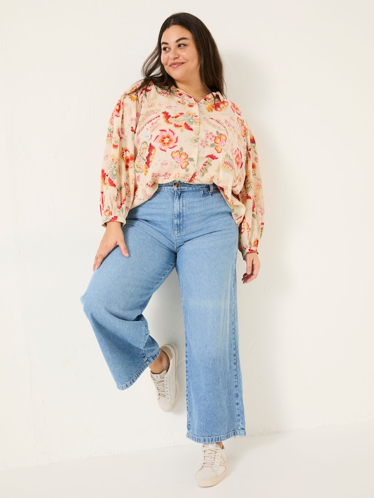 FatFace Ebby Cream Historical Floral 100% Cotton Blouse - Image 7 of 10