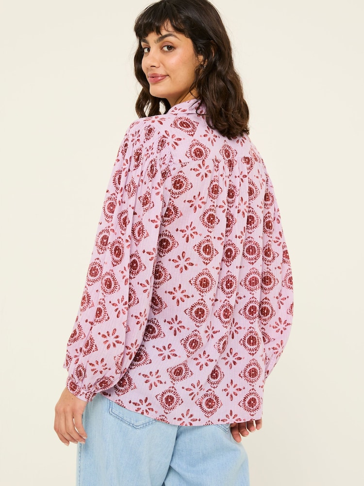 FatFace Ebby Heather Purple 100% Cotton Blouse - Image 2 of 9
