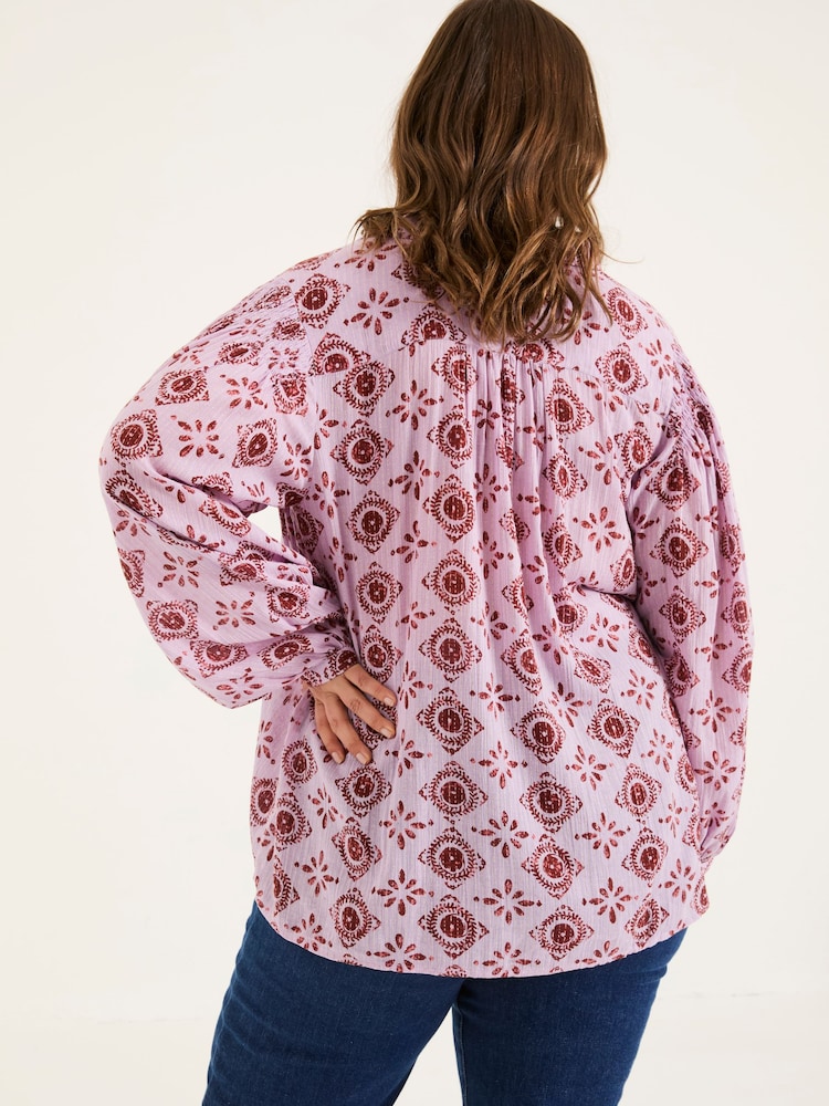 FatFace Ebby Heather Purple 100% Cotton Blouse - Image 8 of 9