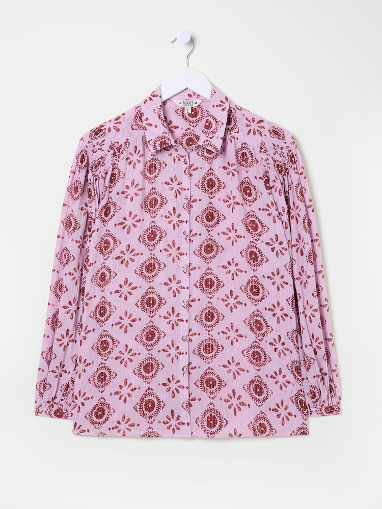 FatFace Ebby Heather Purple 100% Cotton Blouse - Image 9 of 9