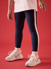 Navy/White Side Stripe Printed Leggings (3-16yrs) - Image 2 of 8