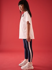 Navy/White Side Stripe Printed Leggings (3-16yrs) - Image 3 of 8