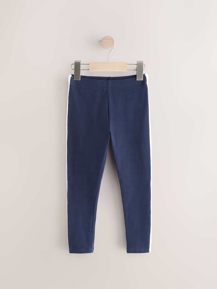 Navy/White Side Stripe Printed Leggings (3-16yrs) - Image 4 of 8