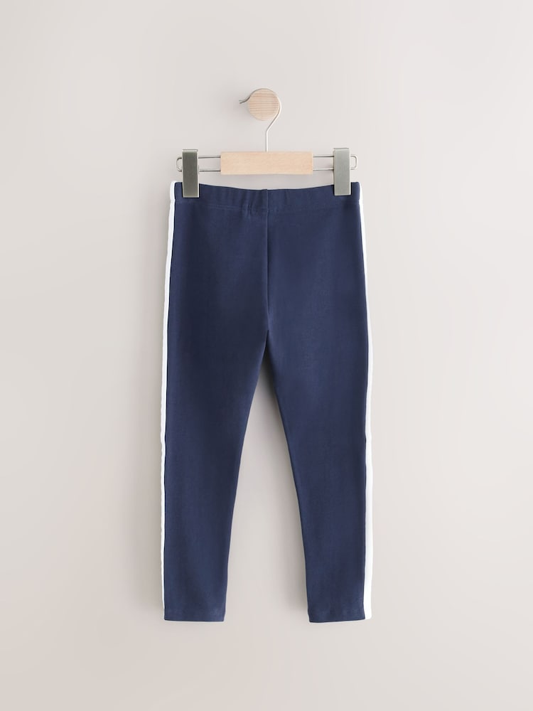 Navy/White Side Stripe Printed Leggings (3-16yrs) - Image 5 of 8