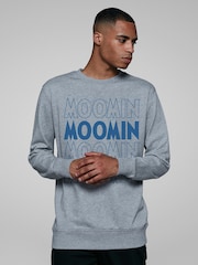 All + Every Grey All + Every Mens 100% Cotton Moomin Moominpappa Sitting On Rock Grey T-Shirt - Image 1 of 4