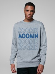 All + Every Grey All + Every Mens 100% Cotton Moomin Moominpappa Sitting On Rock Grey T-Shirt - Image 2 of 4