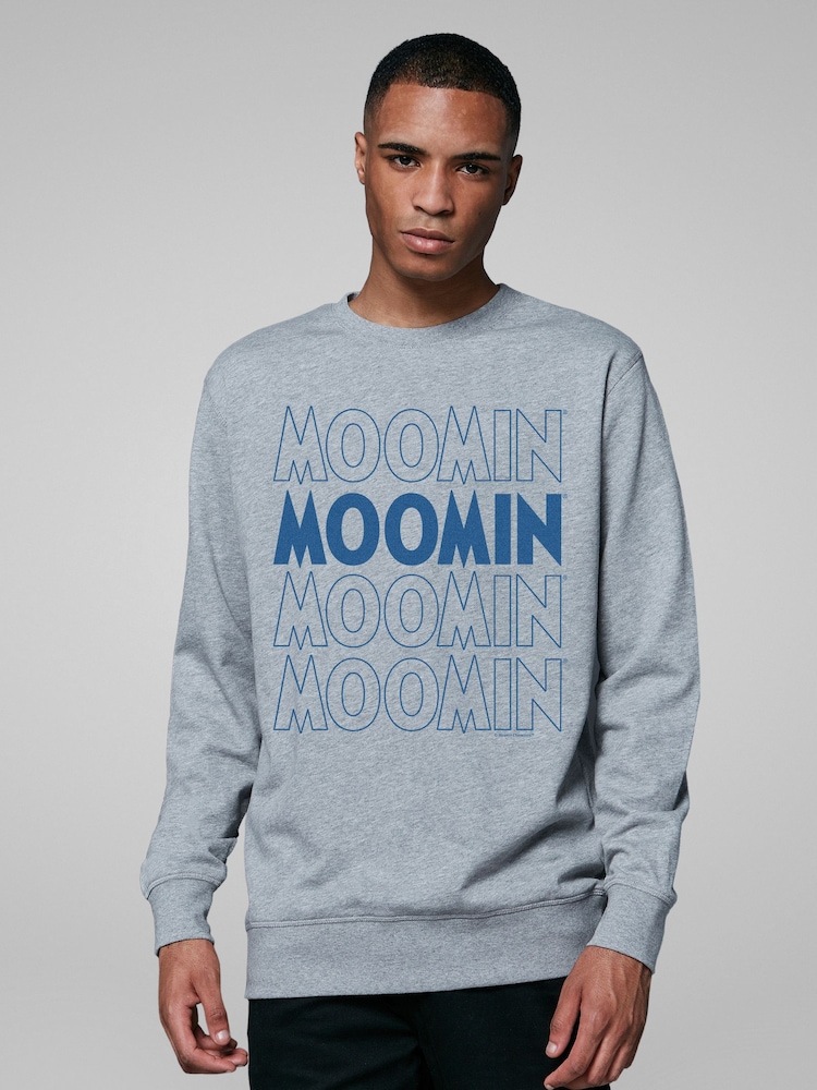 All + Every Grey All + Every Mens 100% Cotton Moomin Moominpappa Sitting On Rock Grey T-Shirt - Image 2 of 4