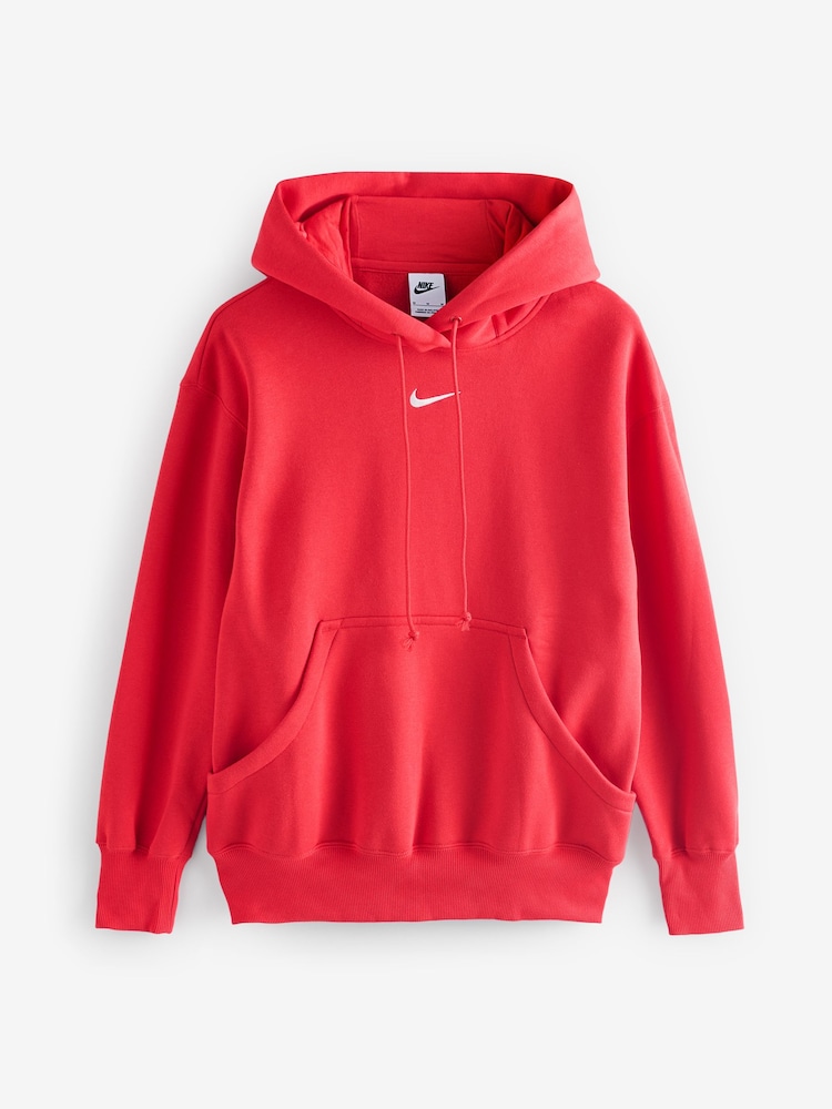 Rouge - Nike Sportswear oversize Phoenix Fleece Mini Swoosh Sweat-shirt à capuche - Image 10 of 11