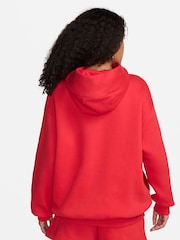 Nike Red Oversized Sportswear Phoenix Fleece Mini Swoosh Pullover Hoodie - Image 2 of 11