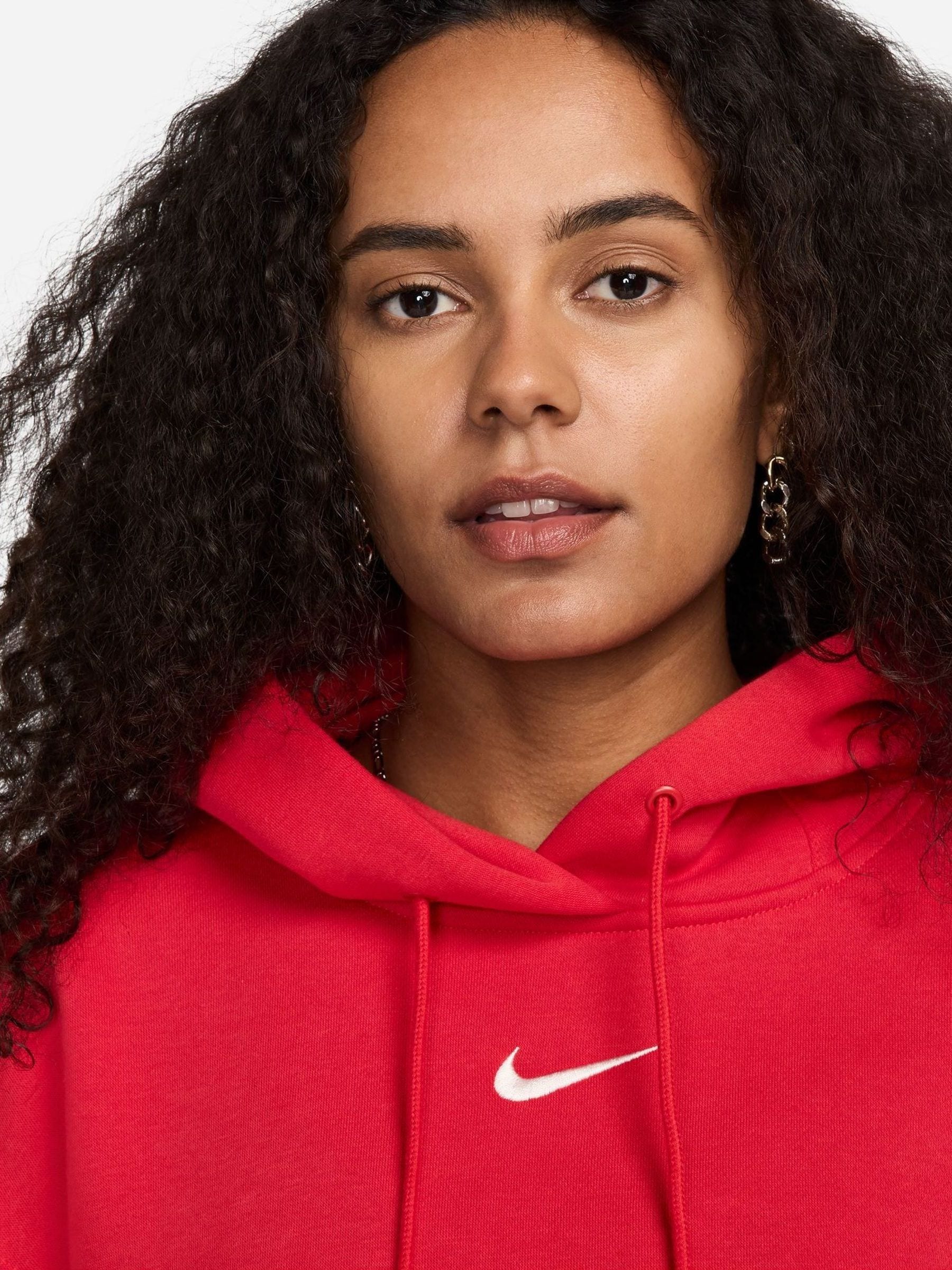 red nike funnel neck hoodie
