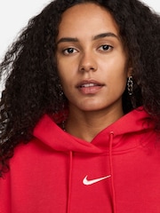 Nike Red Oversized Sportswear Phoenix Fleece Mini Swoosh Pullover Hoodie - Image 3 of 11