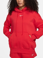 Nike Red Oversized Sportswear Phoenix Fleece Mini Swoosh Pullover Hoodie - Image 4 of 11