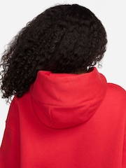 Nike Red Oversized Sportswear Phoenix Fleece Mini Swoosh Pullover Hoodie - Image 7 of 11
