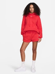 Nike Red Oversized Sportswear Phoenix Fleece Mini Swoosh Pullover Hoodie - Image 9 of 11
