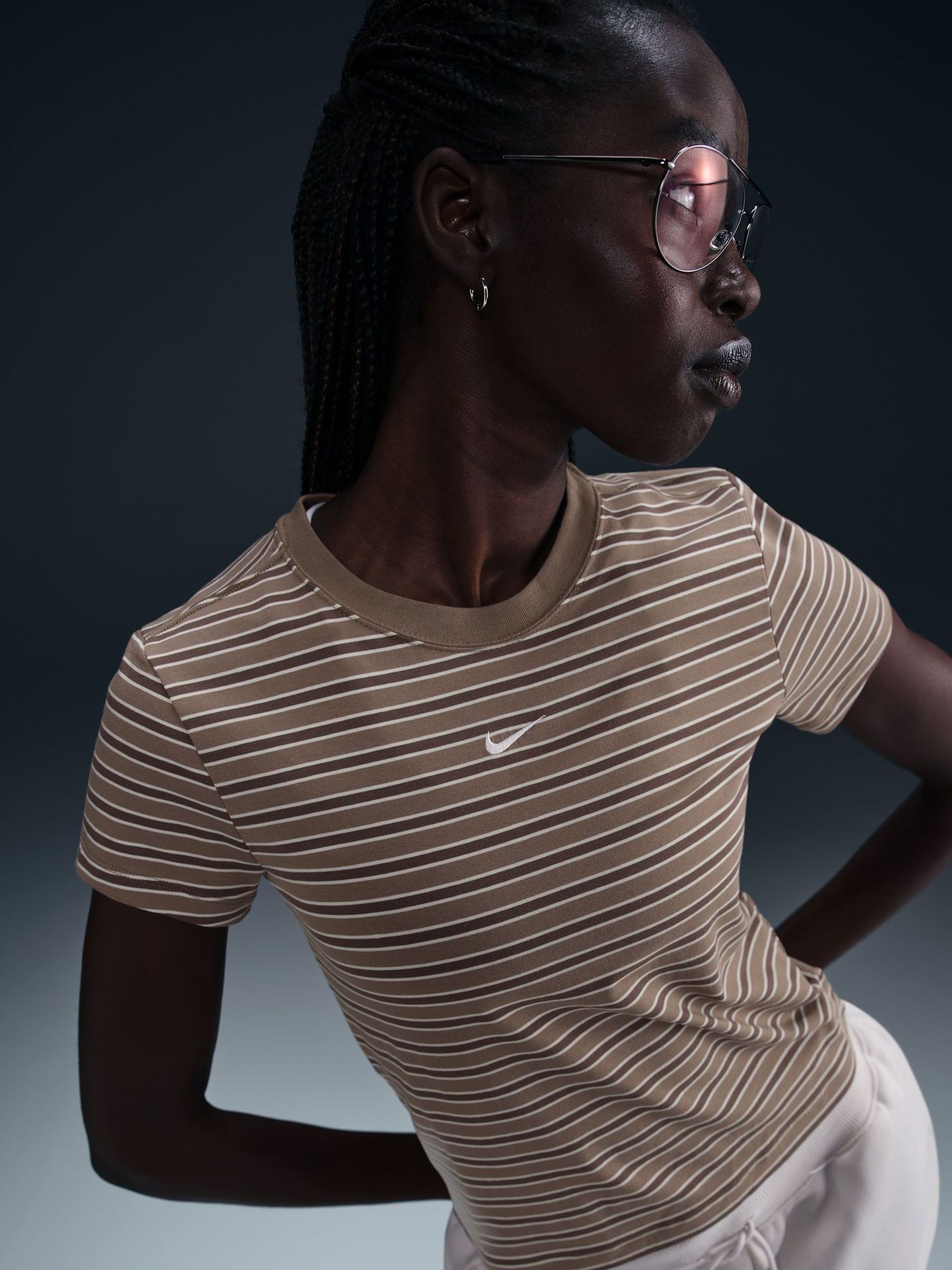 Buy Neutral Brown Striped T-Shirt from the Next UK online shop