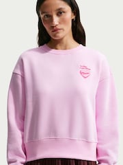 Nike Pink Heart Phoenix Fleece Crew Neck Jumper - Image 3 of 5