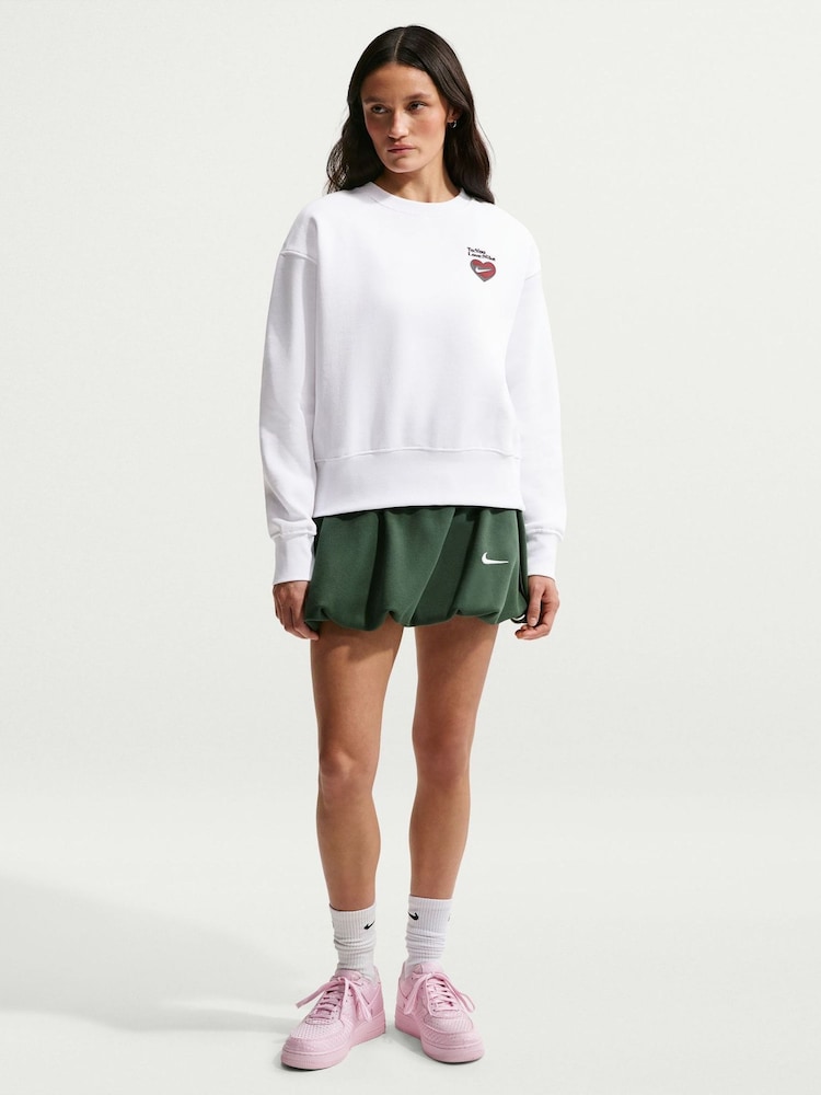 Nike White Heart Phoenix Fleece Crew Neck Jumper - Image 1 of 5