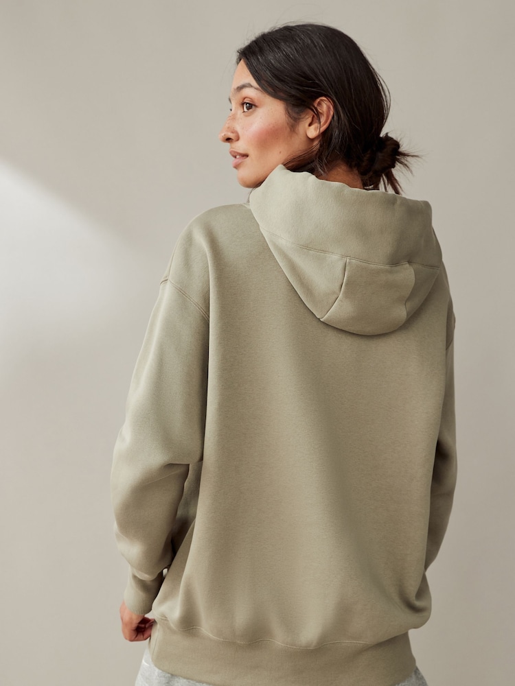 Army Green Oversized Sportswear Phoenix Fleece Mini Swoosh Pullover Hoodie - Image 2 of 4 Army Green Oversized Sportswear Phoenix Fleece Mini Swoosh Pullover Hoodie - Image 2 of 4
