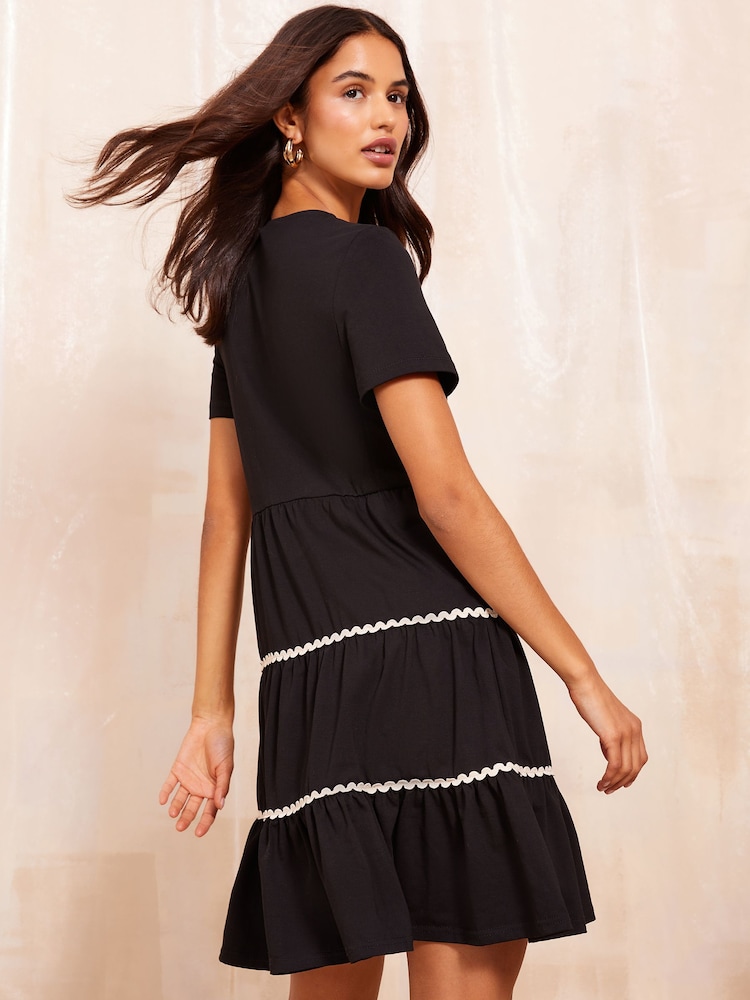 Friends Like These Black Short Sleeve Jersey Mini Dress - Image 4 of 4 Friends Like These Black Short Sleeve Jersey Mini Dress - Image 4 of 4