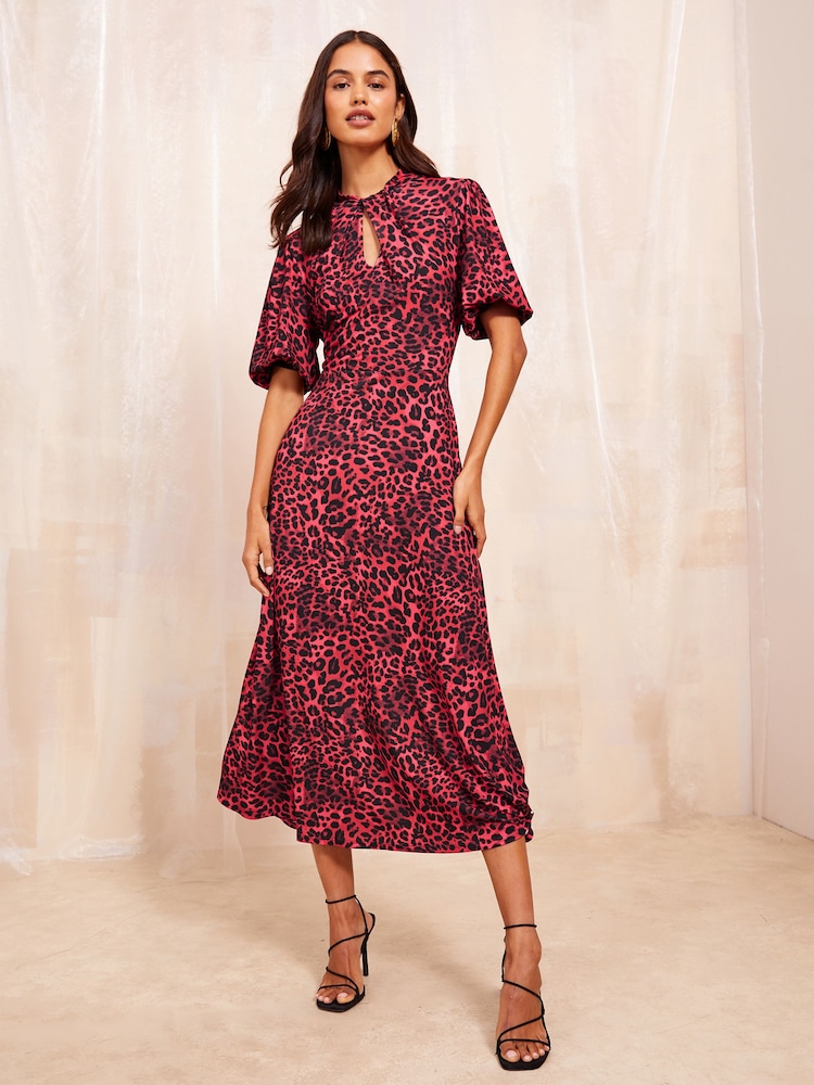 Friends Like These Red ITY Twist Front Keyhole Midi Dress - Image 1 of 4