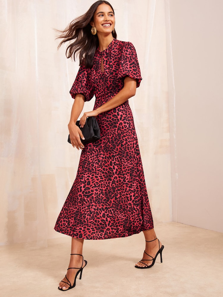 Friends Like These Red ITY Twist Front Keyhole Midi Dress - Image 3 of 4