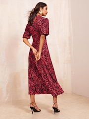 Friends Like These Red ITY Twist Front Keyhole Midi Dress - Image 4 of 4