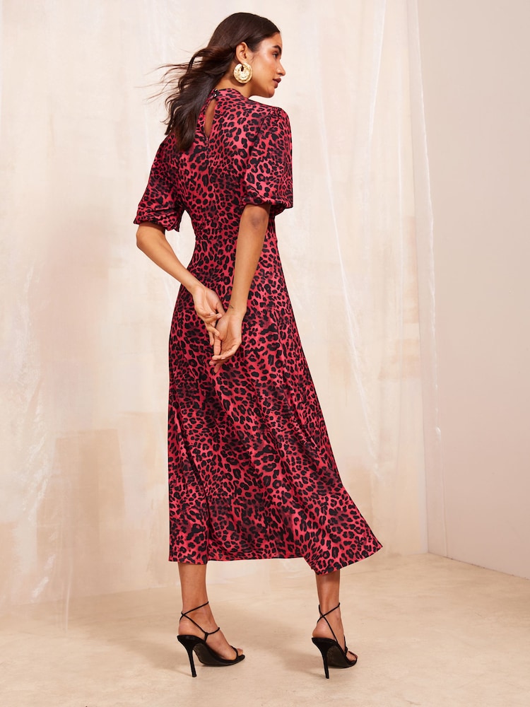Friends Like These Red ITY Twist Front Keyhole Midi Dress - Image 4 of 4