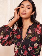 Friends Like These Long Sleeve Printed Chiffon Mini Dress - Image 3 of 3