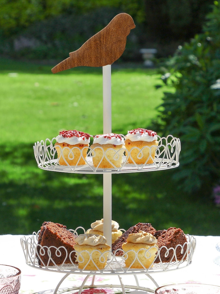 Garden Two Tier Bird Cake Stand by Dibor - Image 1 of 5 Garden Two Tier Bird Cake Stand by Dibor - Image 1 of 5