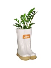 Large White Personalised Garden Welly Boots Planter by Dibor - Image 2 of 5