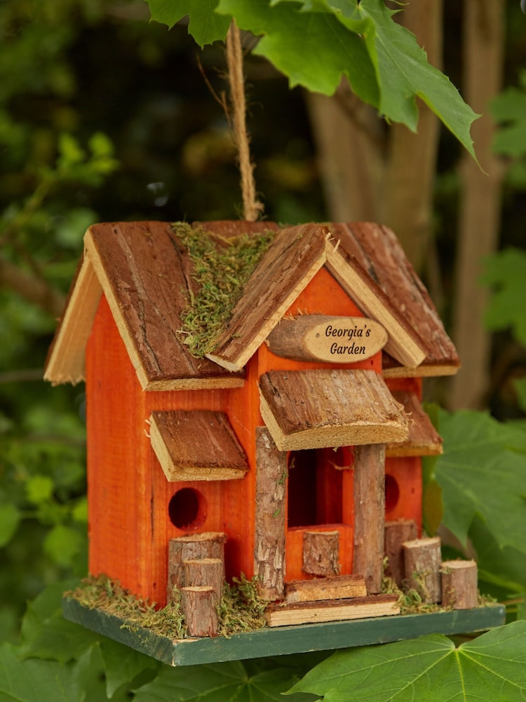 Sunset Orange Garden Wooden Bird House by Dibor - Image 1 of 4