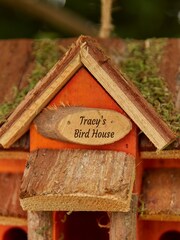 Sunset Orange Garden Wooden Bird House by Dibor - Image 3 of 4