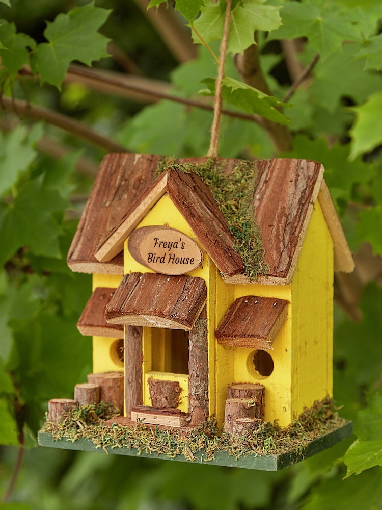 Bright Yellow Garden Wooden Bird House by Dibor - Image 1 of 5