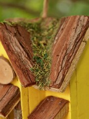 Bright Yellow Garden Wooden Bird House by Dibor - Image 5 of 5