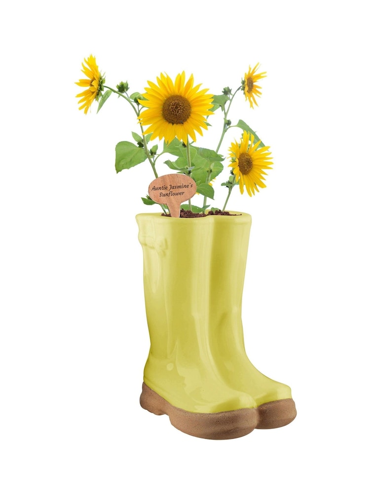 Large Yellow Welly Boots Garden Planter with Marker by Dibor - Image 2 of 5
