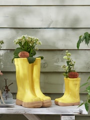 Little And Large Yellow Welly Garden Planters Set with Markers by Dibor - Image 1 of 5