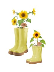 Little And Large Yellow Welly Garden Planters Set with Markers by Dibor - Image 2 of 5