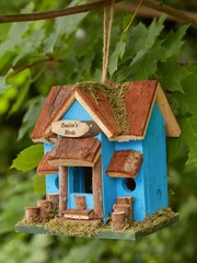 Blue Wooden Garden Bird House by Dibor - Image 1 of 4