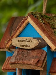 Blue Wooden Garden Bird House by Dibor - Image 4 of 4