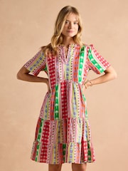 Joules Ariella Multi Cotton Tiered Dress - Image 1 of 7