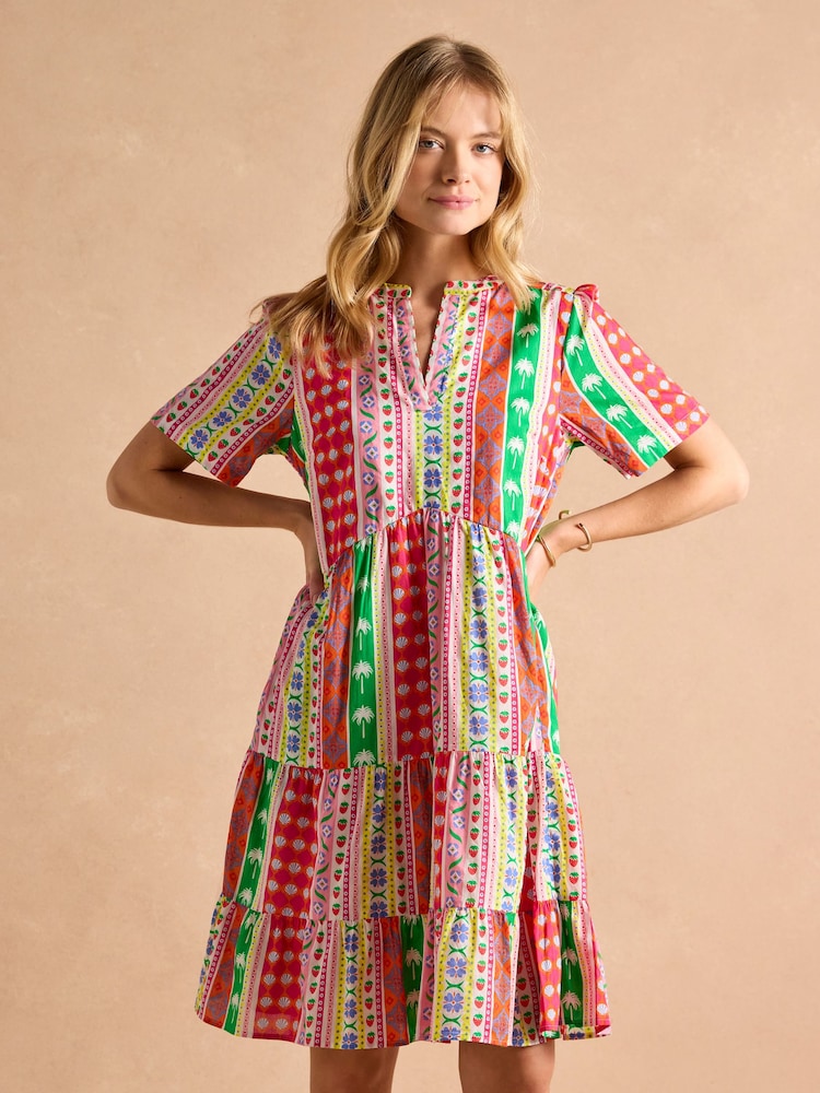 Joules Ariella Multi Cotton Tiered Dress - Image 1 of 7
