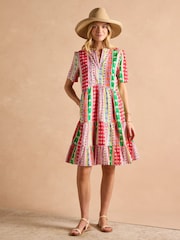 Joules Ariella Multi Cotton Tiered Dress - Image 3 of 7