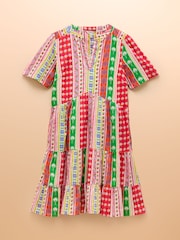 Joules Ariella Multi Cotton Tiered Dress - Image 7 of 7
