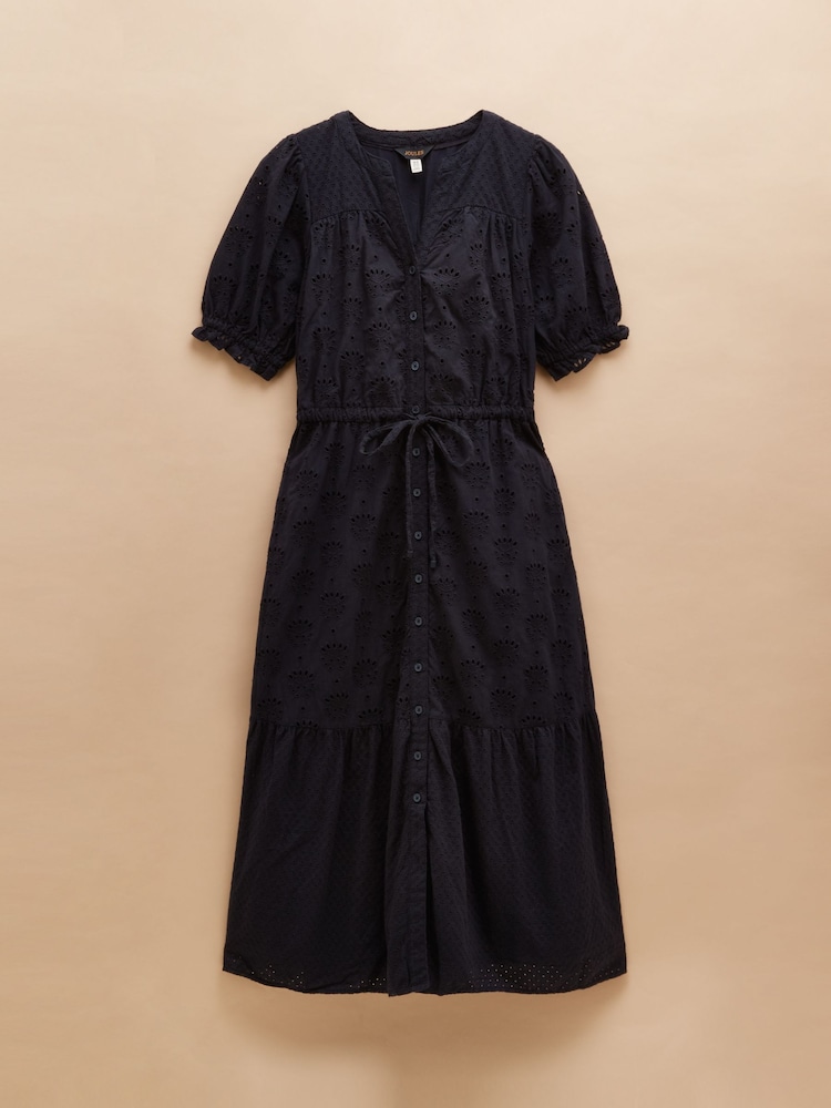 Marineblau/blau - Joules Juliana 100% Cotton Broderie Midi Dress - Bild 5 von 5 Marineblau/blau - Joules Juliana 100% Cotton Broderie Midi Dress - Bild 5 von 5