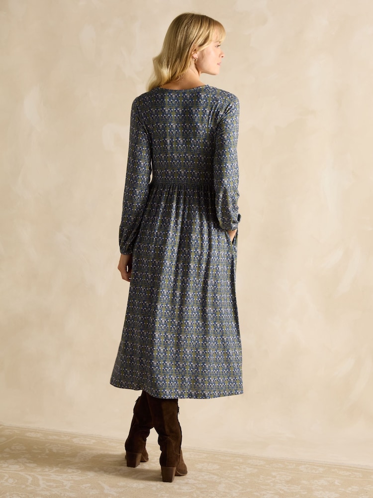 Joules Camille Khaki Green Midi Length Wrap Dress - Image 2 of 6