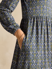 Joules Camille Khaki Green Midi Length Wrap Dress - Image 5 of 6