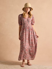 Joules Hannah Pink Maxi Dress - Image 1 of 7