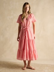 Joules Connie Pink Cotton Midi Dress - Image 1 of 8