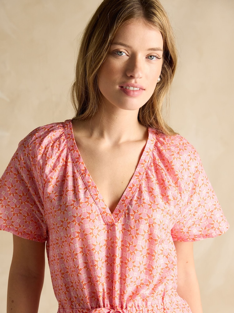 Joules Connie Pink Cotton Midi Dress - Image 5 of 8